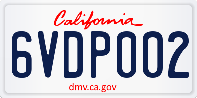 CA license plate 6VDP002