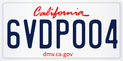 CA license plate 6VDP004