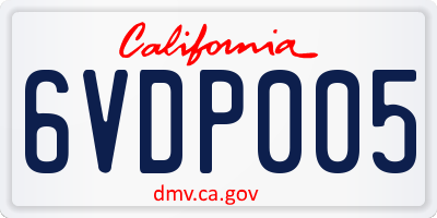 CA license plate 6VDP005