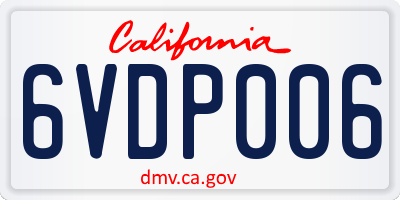 CA license plate 6VDP006
