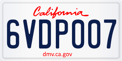 CA license plate 6VDP007