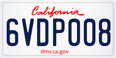 CA license plate 6VDP008