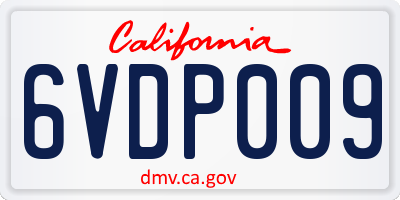 CA license plate 6VDP009