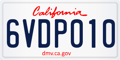 CA license plate 6VDP010