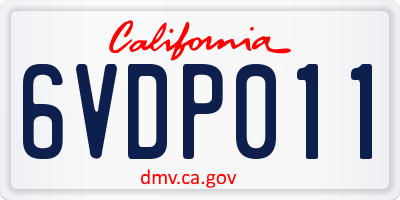 CA license plate 6VDP011