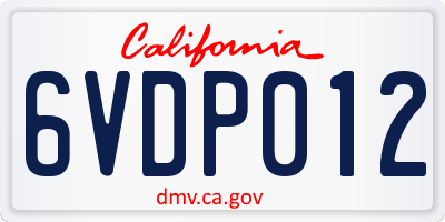CA license plate 6VDP012