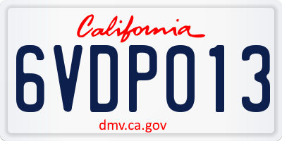 CA license plate 6VDP013