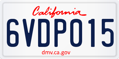 CA license plate 6VDP015