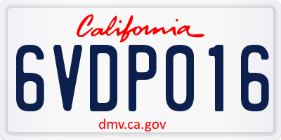 CA license plate 6VDP016