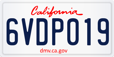 CA license plate 6VDP019