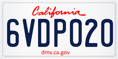 CA license plate 6VDP020