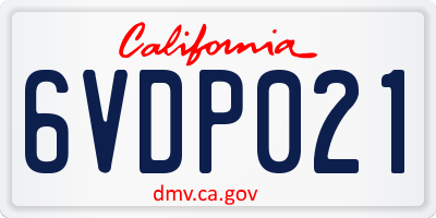 CA license plate 6VDP021