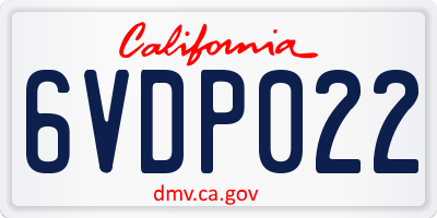 CA license plate 6VDP022