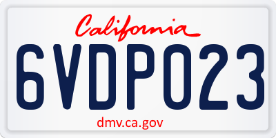 CA license plate 6VDP023