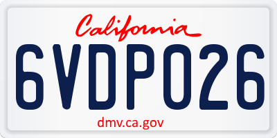 CA license plate 6VDP026