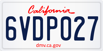 CA license plate 6VDP027