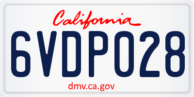 CA license plate 6VDP028