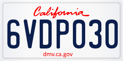 CA license plate 6VDP030