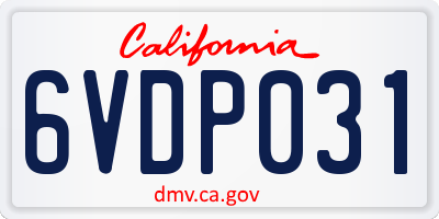 CA license plate 6VDP031