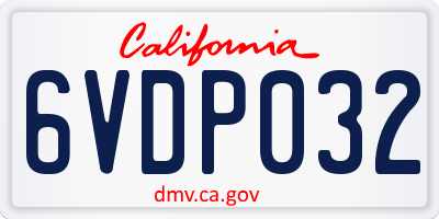CA license plate 6VDP032