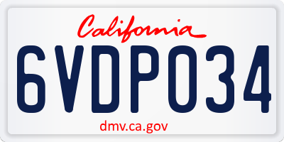 CA license plate 6VDP034