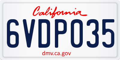 CA license plate 6VDP035