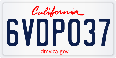 CA license plate 6VDP037
