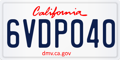 CA license plate 6VDP040