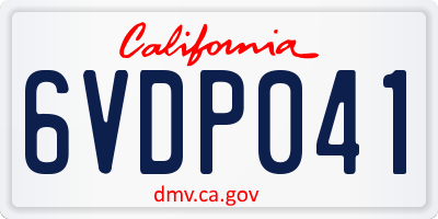 CA license plate 6VDP041