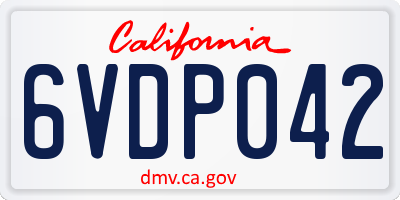 CA license plate 6VDP042