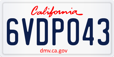 CA license plate 6VDP043