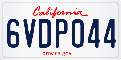 CA license plate 6VDP044