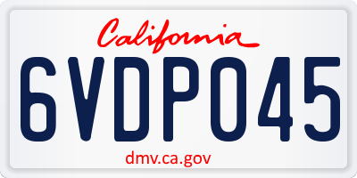 CA license plate 6VDP045