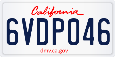 CA license plate 6VDP046