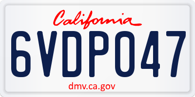 CA license plate 6VDP047