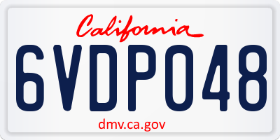 CA license plate 6VDP048