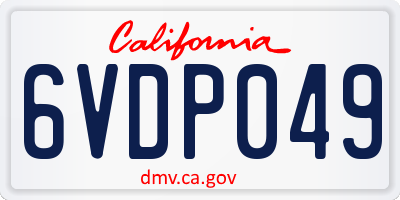 CA license plate 6VDP049