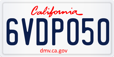 CA license plate 6VDP050