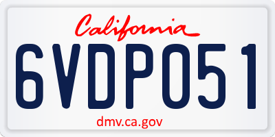 CA license plate 6VDP051