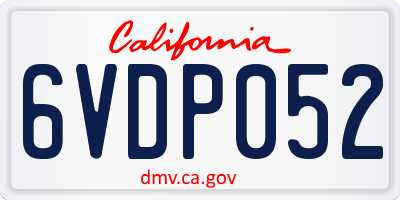 CA license plate 6VDP052