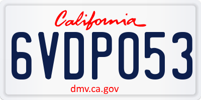 CA license plate 6VDP053