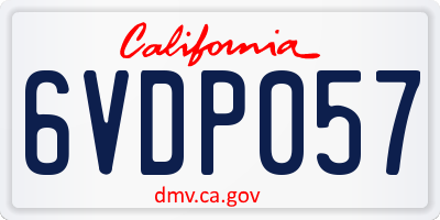 CA license plate 6VDP057
