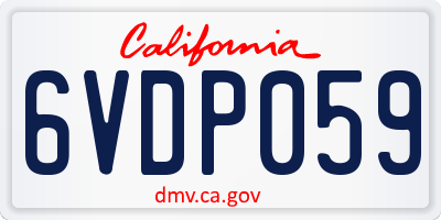 CA license plate 6VDP059