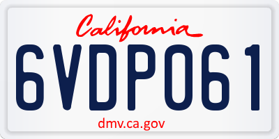 CA license plate 6VDP061