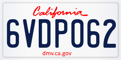 CA license plate 6VDP062