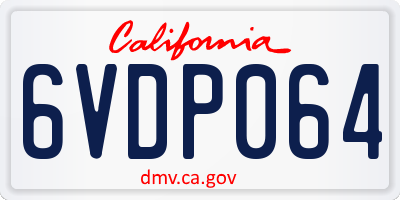 CA license plate 6VDP064