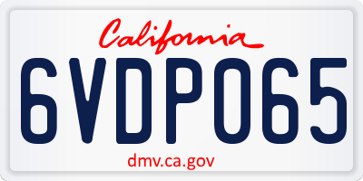 CA license plate 6VDP065