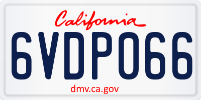 CA license plate 6VDP066