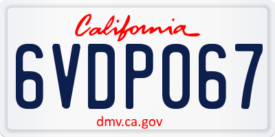 CA license plate 6VDP067