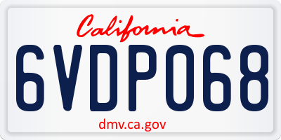 CA license plate 6VDP068